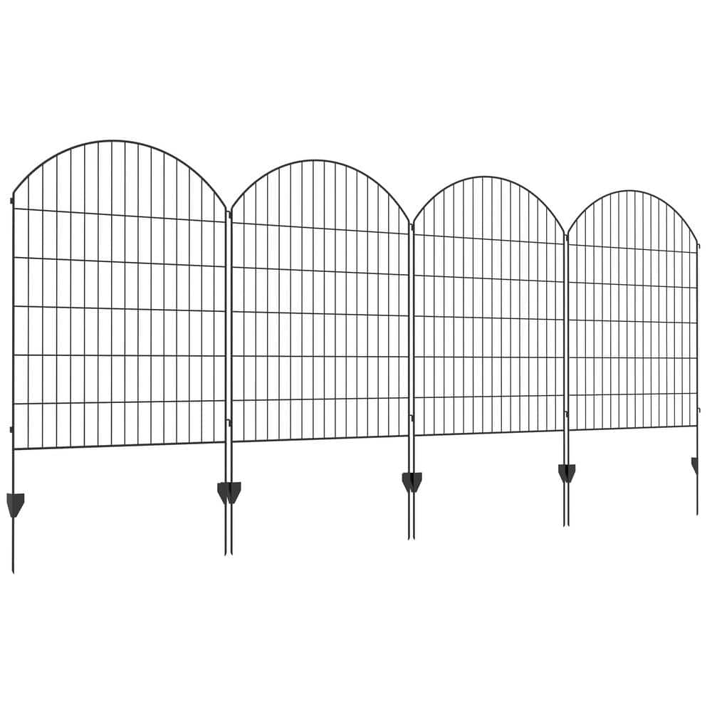 Outsunny 1.4 in. Steel Garden Fence 844-771V00BK - The Home Depot