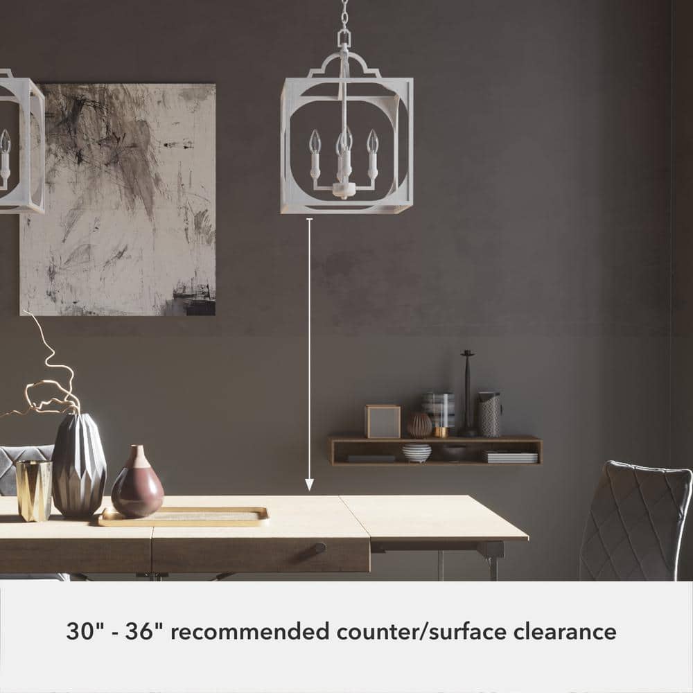 Highland Hill Distressed White Aluminum 4-Light LED Pendant