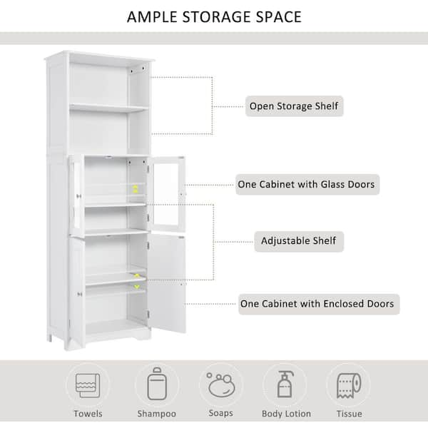 Bathroom Tower Storage Cabinet - 6 W x 13 D x 55.25 H - On Sale