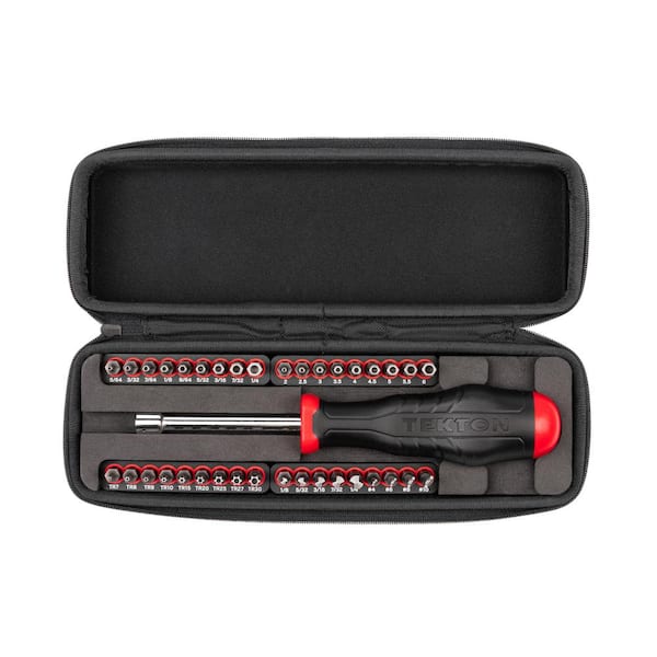 TEKTON 1/4 in. Combination Security Bit Screwdriver and Bit Set with Case, 37-Piece