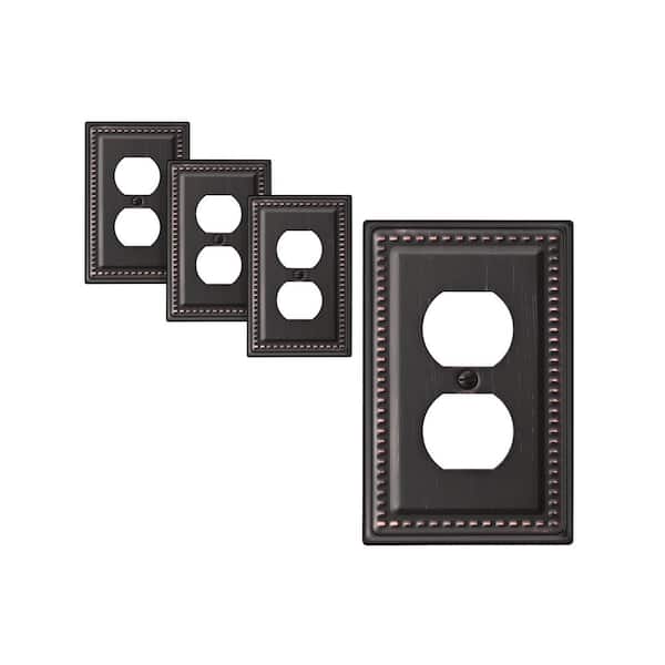 DEWENWILS 1-Gang Aged Bronze Duplex Outlet Metal Wall Plates (4-Pack)