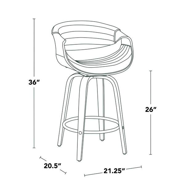 Lumisource Symphony 36 in. Espresso Faux Leather, Walnut Wood, and