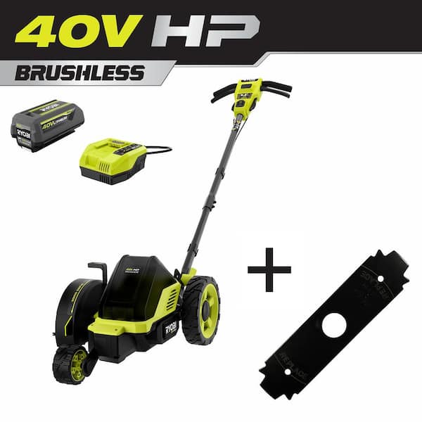 RYOBI RY40760-AC 40V HP Brushless 9 in. Edger w/ Extra Edger Blade, 4.0 Ah Battery and Charger - 1