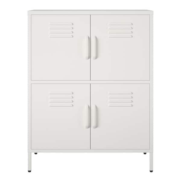 SystemBuild Evolution Evolution Mission District 4-Door Metal Locker Storage Cabinet, Soft White