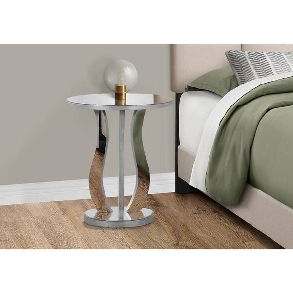 Silver Mirrored Round End Table