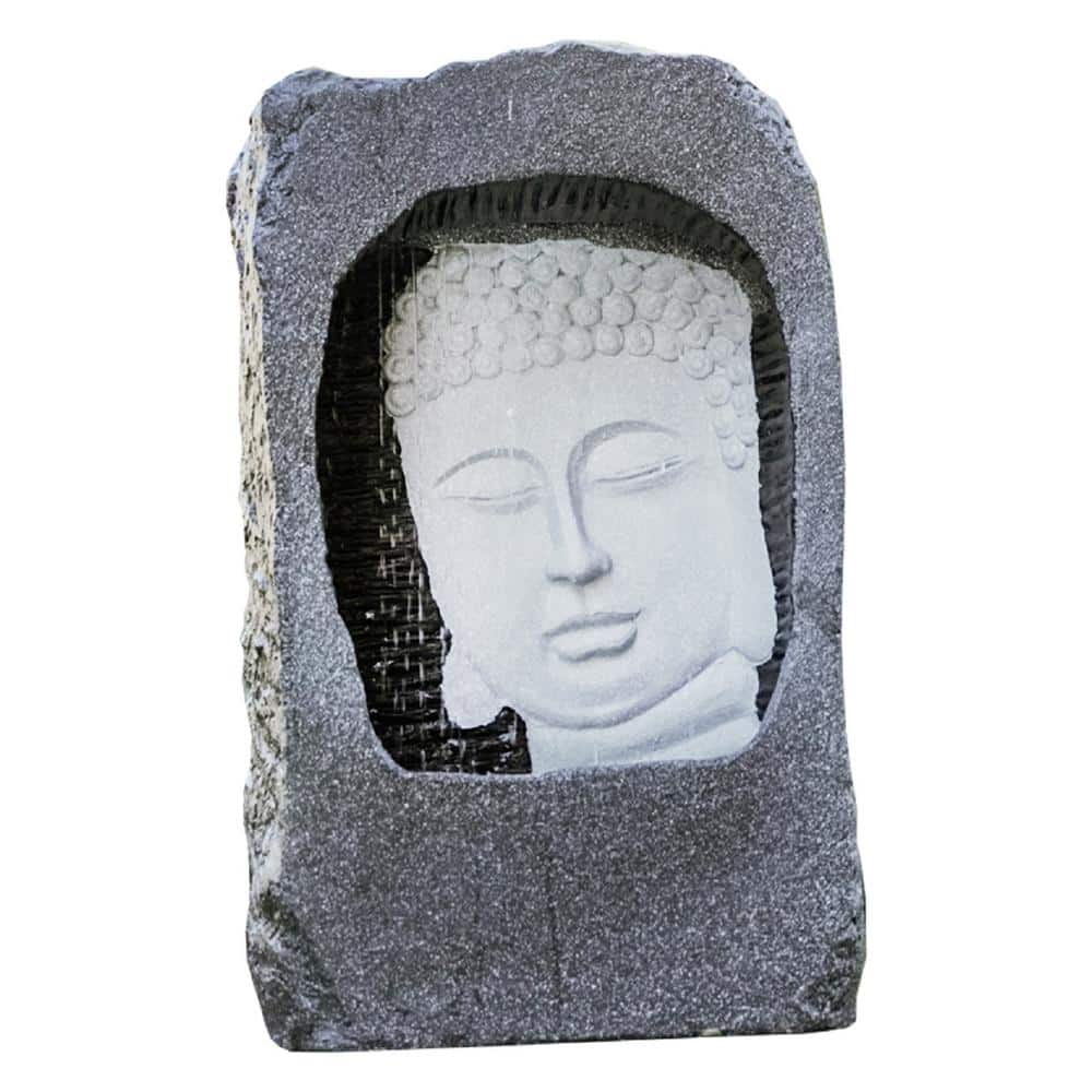 XBRAND 23 in H Free Standing Buddha Face Waterfall Fountain with LED ...