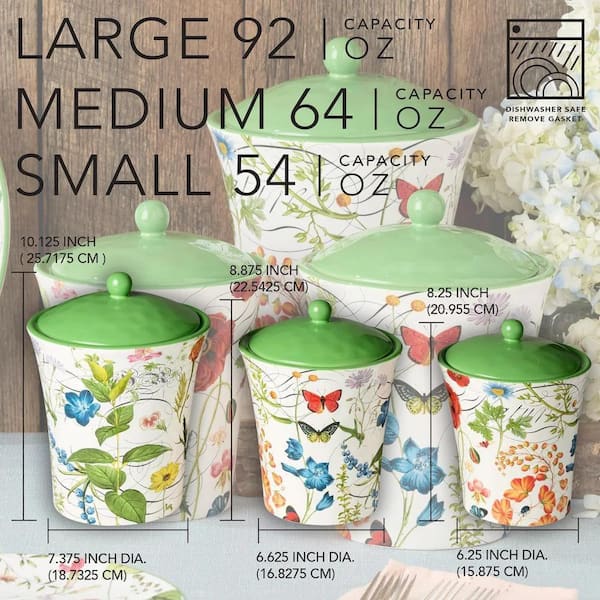 イタリア PER ALIMENTI　キャニスター３個セット Certified International 3-Piece Ceramic Greenhouse Canister Set