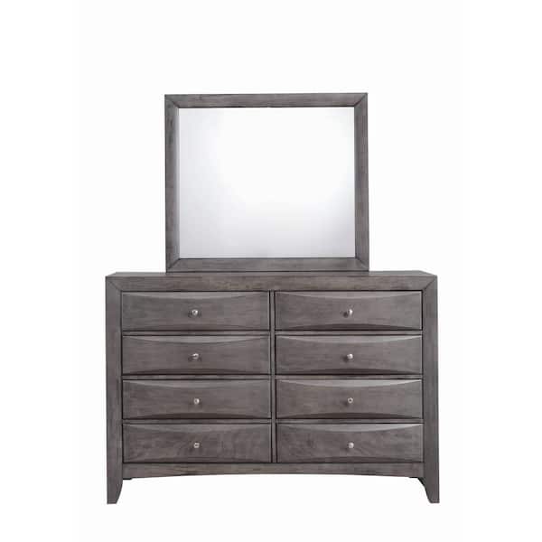 Unbranded Madison 8-Drawer Gray Dresser with Mirror