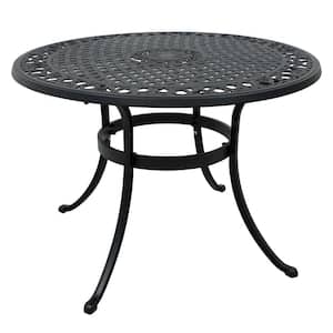 41.73 in. Black Cast Aluminium Round Outdoor Dining Table