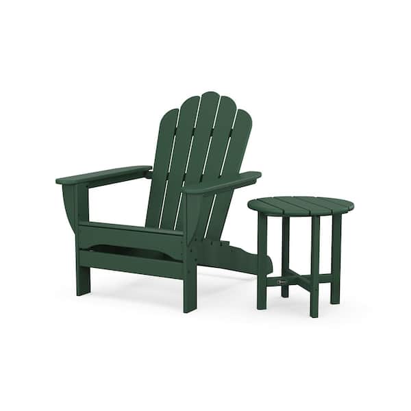 Trex Outdoor Furniture Rainforest 2-Piece Plastic Patio Conversation Set in Canopy Oversized Adirondack Chair with Side Table Monterey Bay