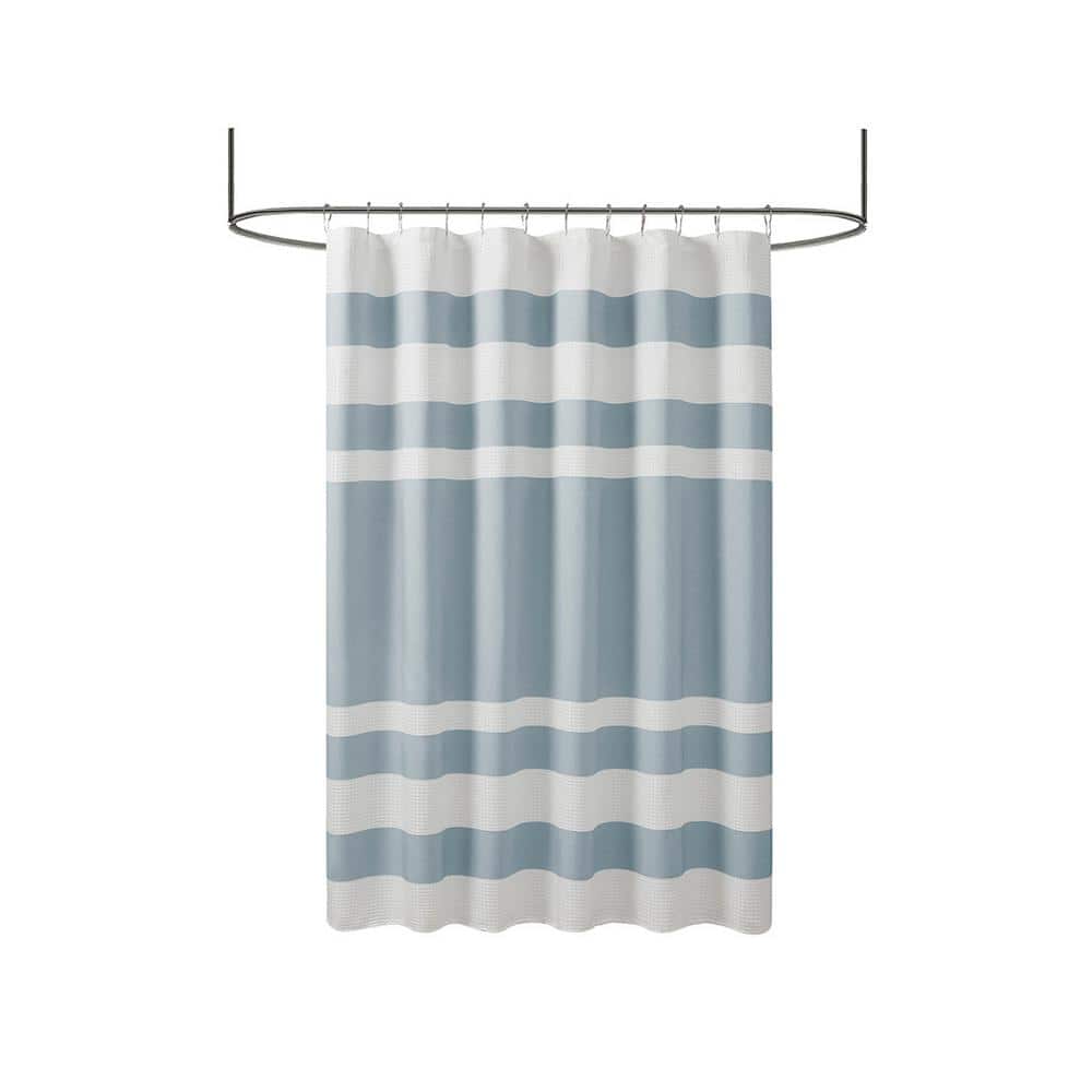72 in. W. x 72 in. L Blue Shower Curtain with 3M Treatment