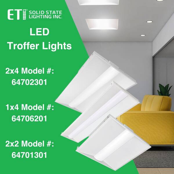 ETI LIGHTING 1 ft. x 4 ft. Center Basket LED Troffer Light