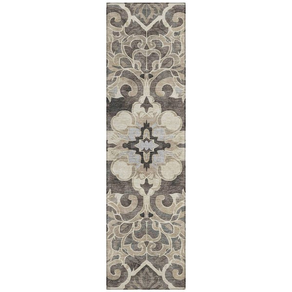 Chantille Machine Washable Indoor/Outdoor Abstract ACN1947 Chocolate 2 ft. 3 in. x 7 ft. 6 in. Runner Rug