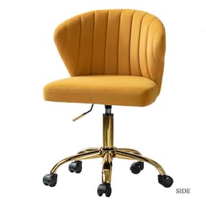 Ilia Modern Velvet up to 35 in. Swivel Adjustable Height Task Chair with Wheels and Channel-tufted Back -Mustard