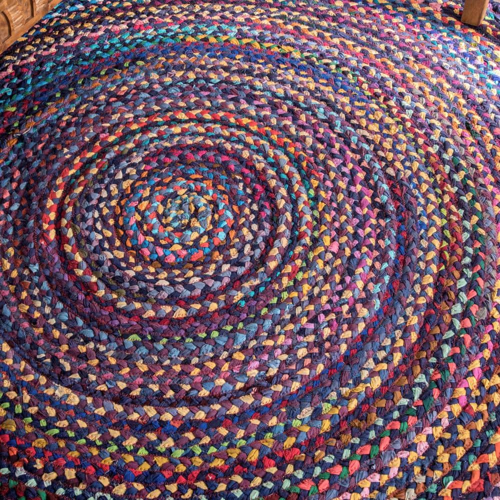 Handmade Multicolor Braided Cotton Oval Rug 4' x 6'