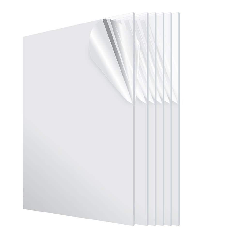 AdirOffice 12 x 24 Clear Plexiglass Acrylic Sheet Transparent Plastic  Sheet (6-Pack)