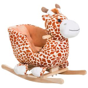 Brown Plush Giraffe Style Ride-On Chair Toy with Sound