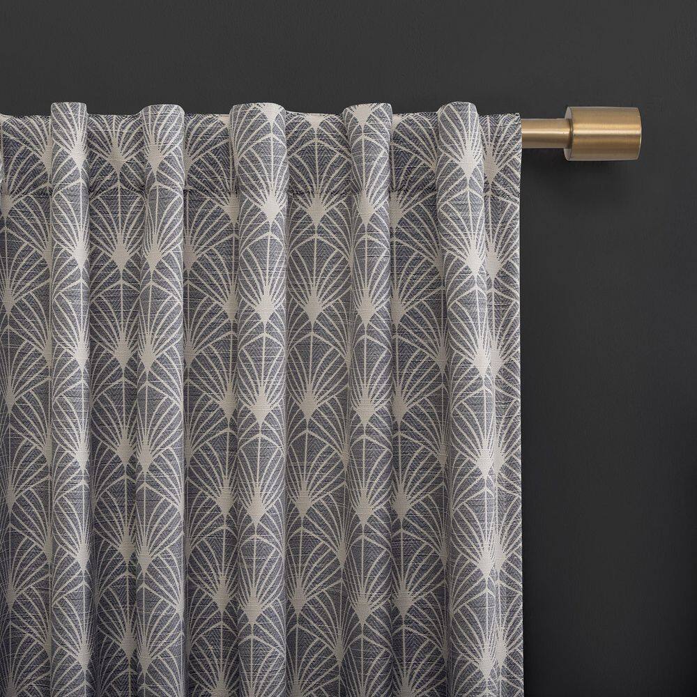Navy Art Deco Blackout Polyester Curtain Panel with Rod Pocket
