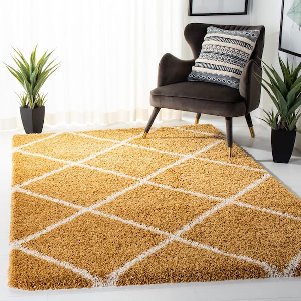 Hudson 4 ft. x 6 ft. Gold/Ivory Geometric Area Rug
