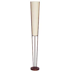 61 in. H 2-Light Oil Brushed Bronze Floor Lamp with Fabric Shades