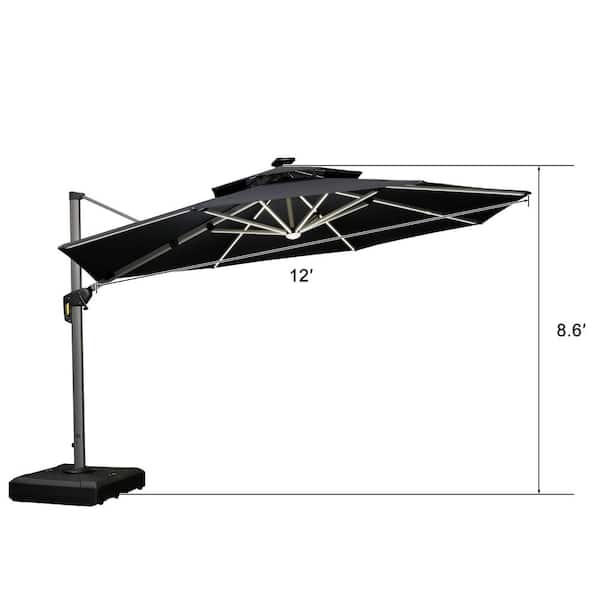 PURPLE LEAF 12 ft. Octagon Solar powered LED Patio Umbrella