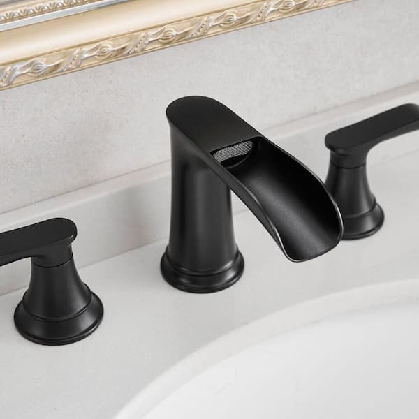 8 in. Widespread Deck-Mounted Double Lever Handle Bathroom Sink
