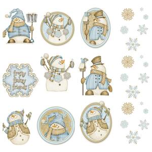 10 in. Happy Snowmen Applique Wall Decal Stickers with Snowflakes