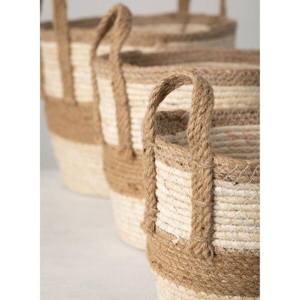 SULLIVANS - Brown Baskets 12.5 in. H, 11.5 in. H and 10 in. H (Set of 3)