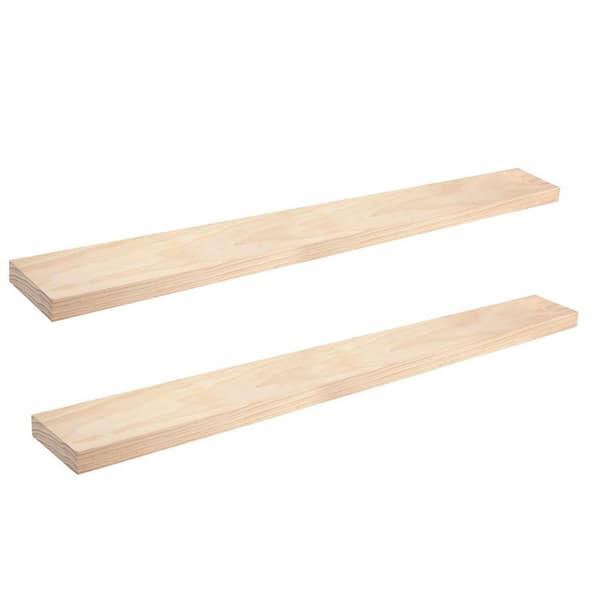 42 in. W x 6.5 in. D Beige Wood Floating Shelves for Wall Decor 2 Decorative Wall Shelf