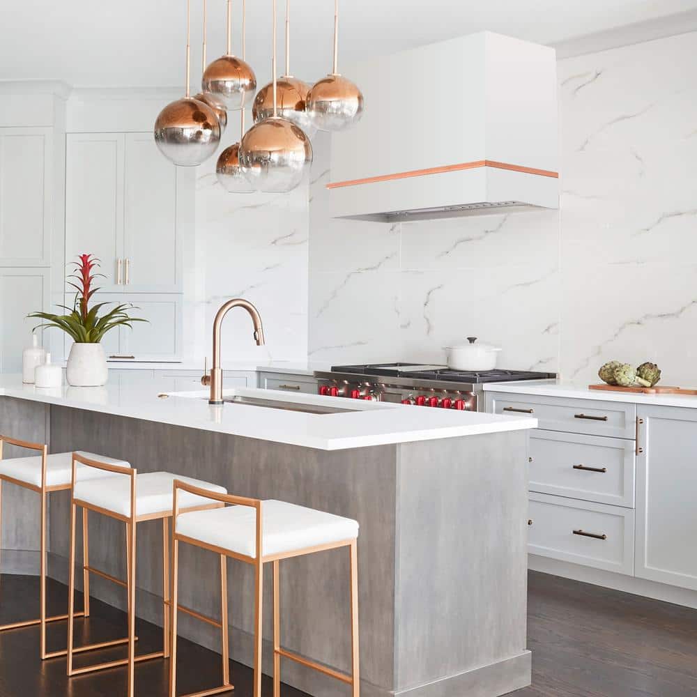 36" White and Copper Stainless Steel Wall Mounted Range Hood