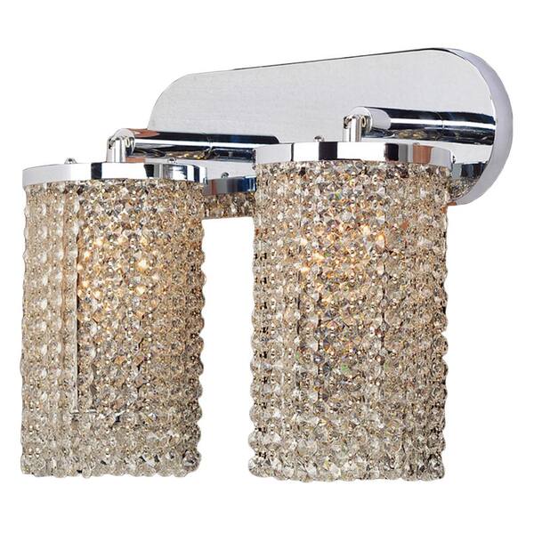 Worldwide Lighting Prism Collection 2-Light Chrome Crystal Sconce