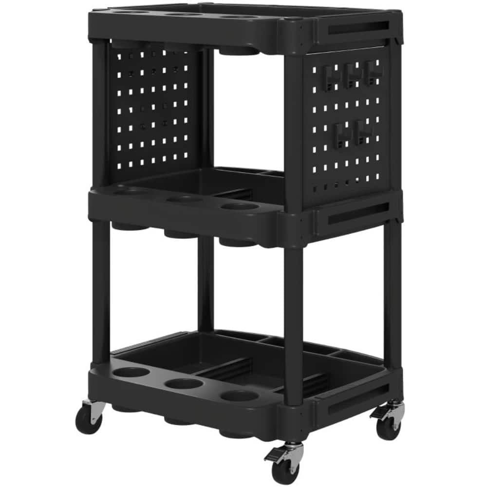 200 LBS 3-Tier Rolling Plastic Utility Tool Cart with Side Shelves, Hooks & Removable Dividers, Locking Casters for Gara price history on PriceWatchPro