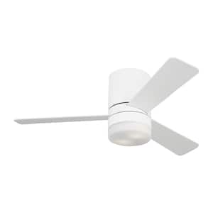 Era 44 in. Modern Matte White Hugger Ceiling Fan with White Blades, LED Light Kit and Wall Mount Control