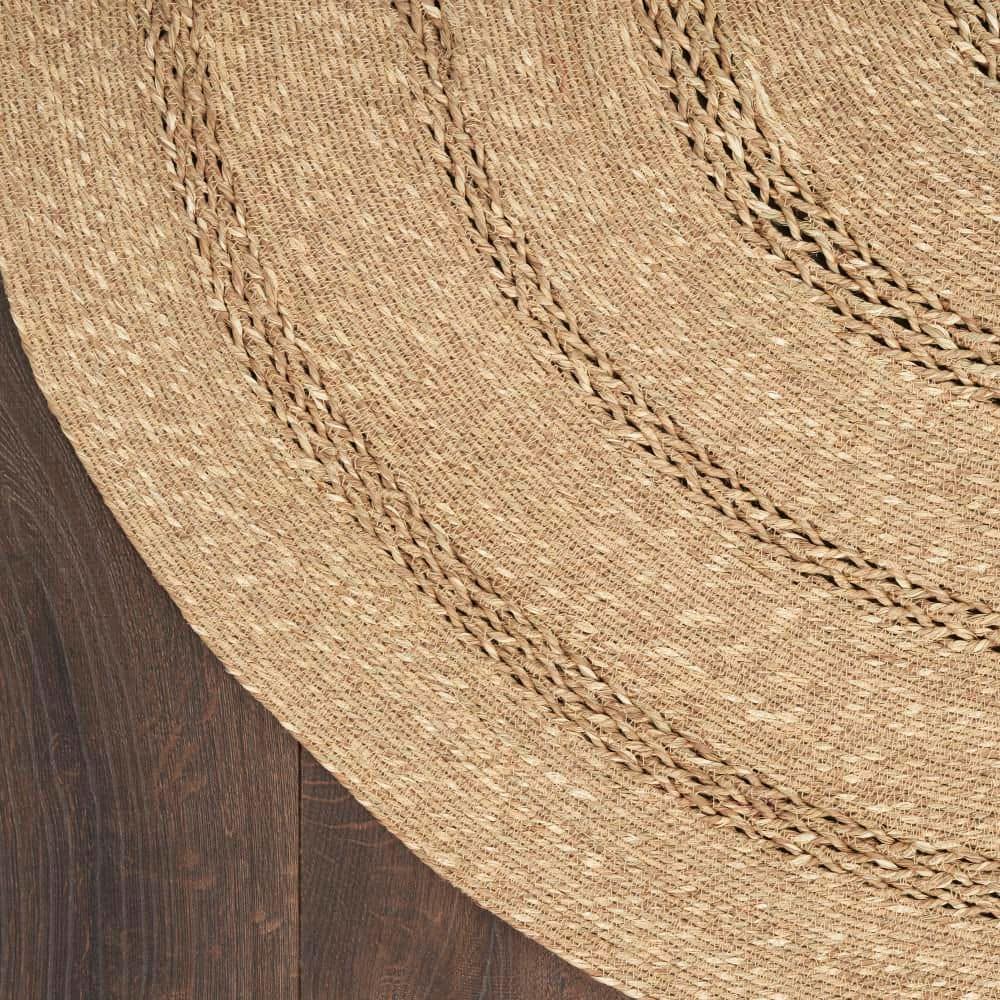 Natural Seagrass Round Rug 5' Easy Care Stain-resistant