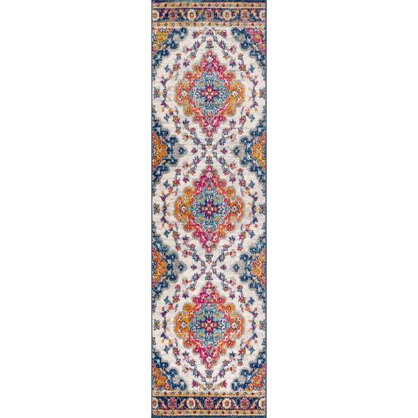 Bohemian Flair Boho Vintage Medallion Blue/Multi 2 ft. x 16 ft. Runner Rug