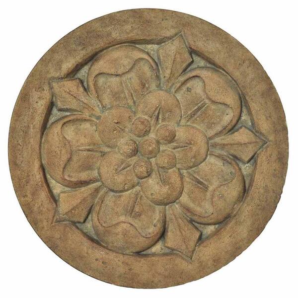 MPG 18 in. Round Cast Stone Large Floral Stepping Stone