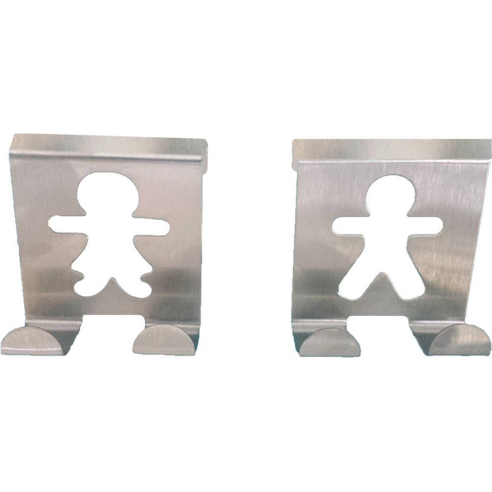 Stainless Steel Silver Over Cabinet Door Hooks Set