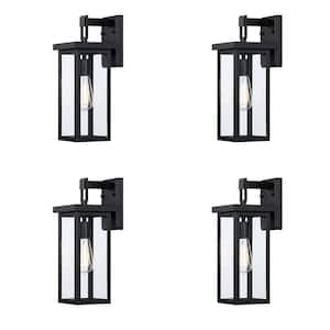 Matte Black Cuboid Outdoor Wall Light (4-Pack)