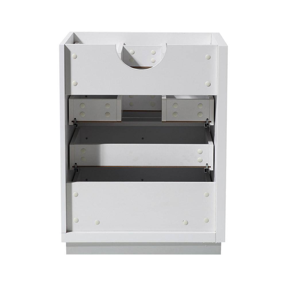 White Engineered Wood Single Bathroom Vanity Base with Drawers