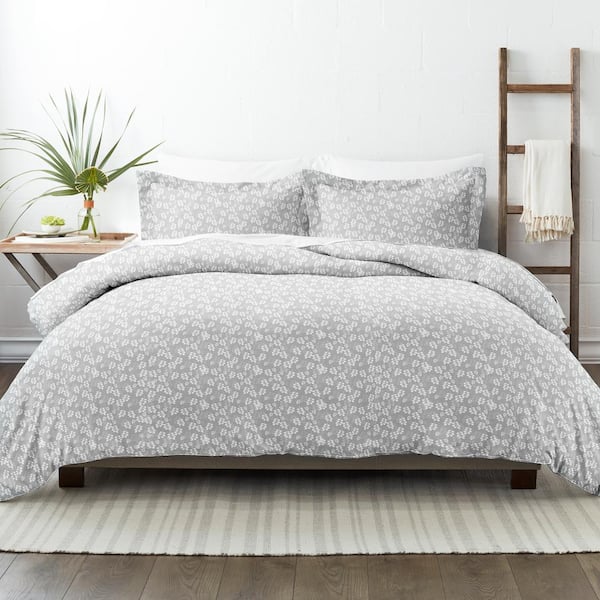 Becky Cameron Wheat Field Patterned Performance Gray Twin 3-Piece Duvet Cover Set