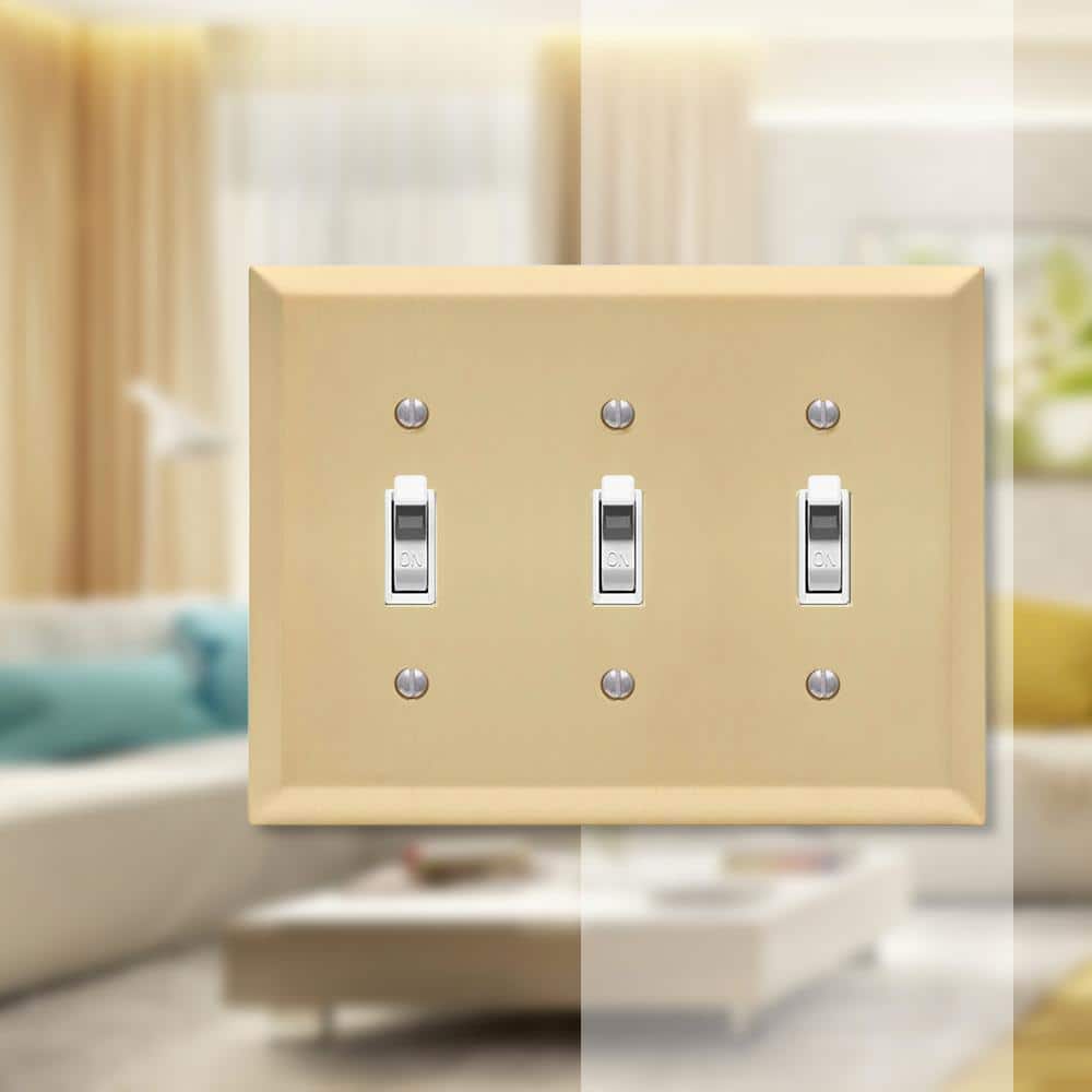 Satin Brass Triple Toggle Steel Wall Plate