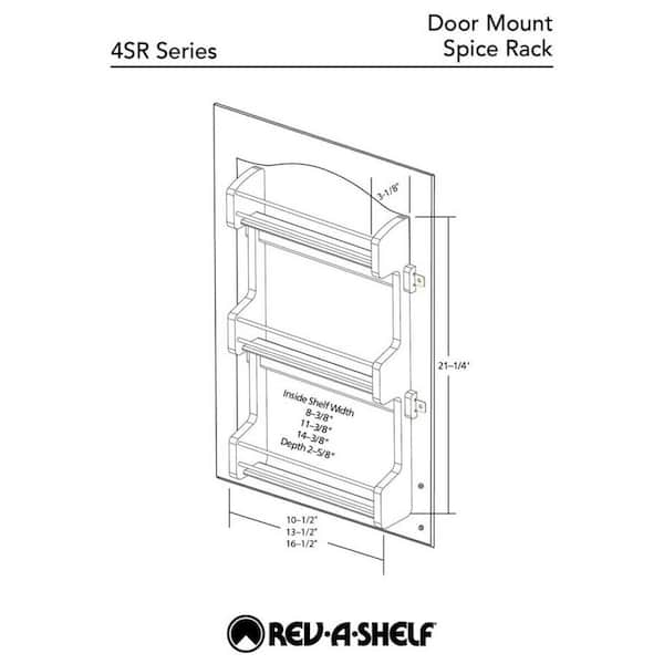 Rev-A-Shelf 21.5 in. H x 10.5 in. W x 3.12 in. D Wood Small Cabinet Door  Mount 3-Shelf Spice Rack 4SR-15 - The Home Depot