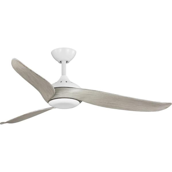 Conte 52 in. Indoor/Outdoor Integrated LED Satin White Contemporary Ceiling Fan with Remote for Living Room and Bedroom