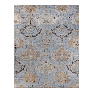 Oushak One-of-a-Kind Traditional Light Blue 9 ft. x 12 ft. Hand Knotted Tribal Area Rug