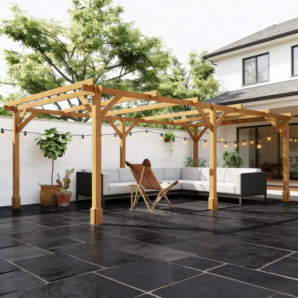 Lycvki 20 ft. x 10.5 ft. Brown Outdoor Wood Stable Grape Pergola