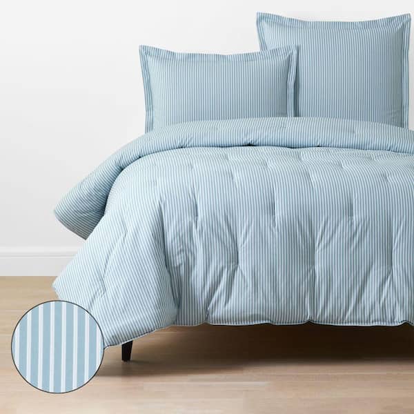 Company Cotton Tira Stripe Percale Blue Full/Queen Comforter