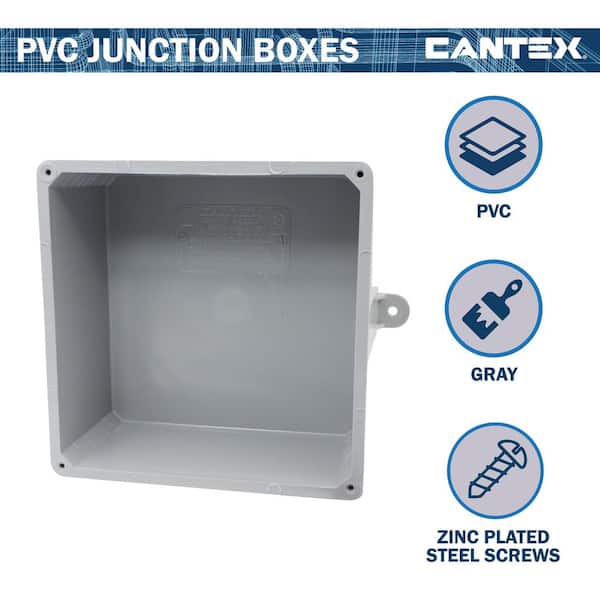 Cantex 4 in. X 4 in. X 4 in. PVC Junction Box Conduit Fitting for