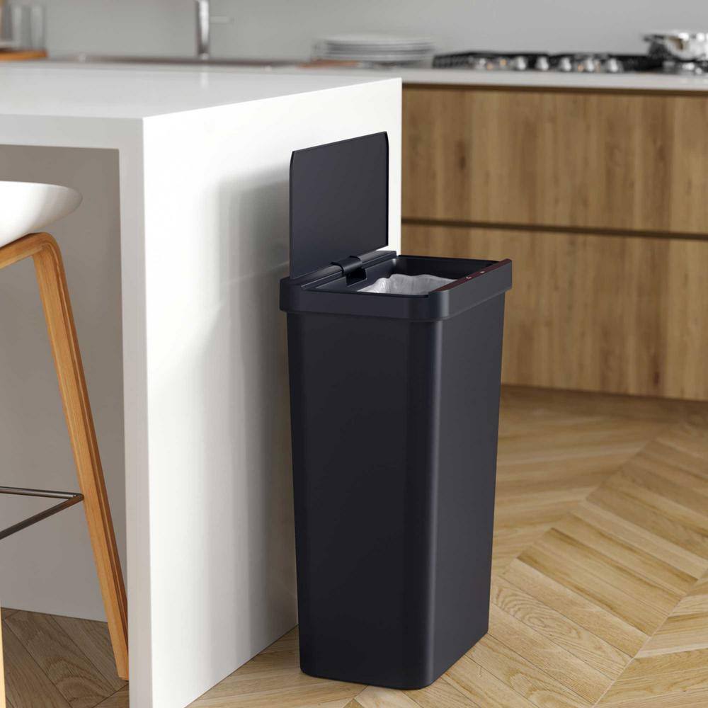 Black 13.2 Gallon Touchless Plastic Kitchen Trash Can