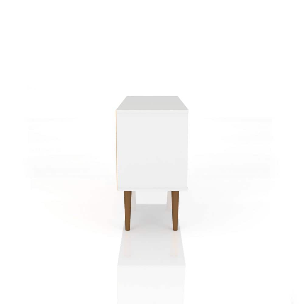 Liberty 42" Mid-Century Modern White TV Stand with Cabinet and Shelves