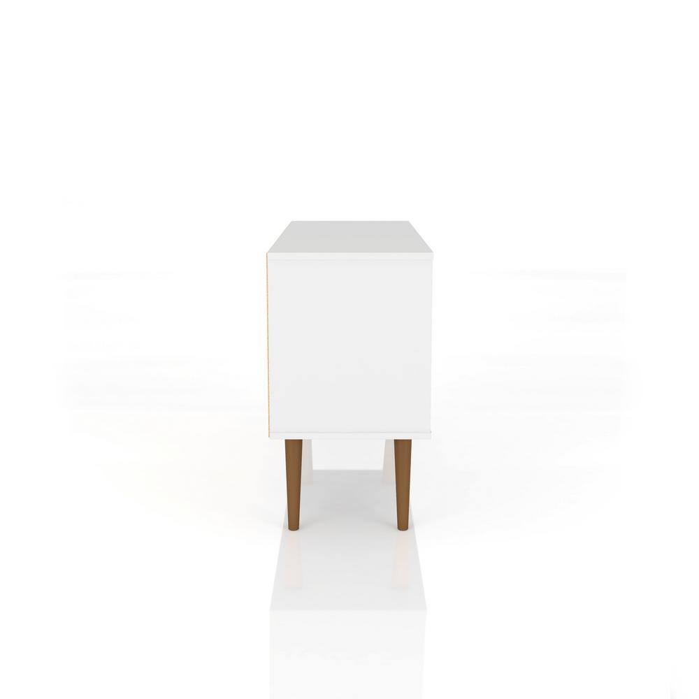 White and Aqua Blue Mid-Century Modern TV Stand with Cabinet
